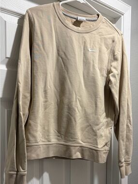 Nike Crewneck Sweatshirt in Light Beige with White Swoosh